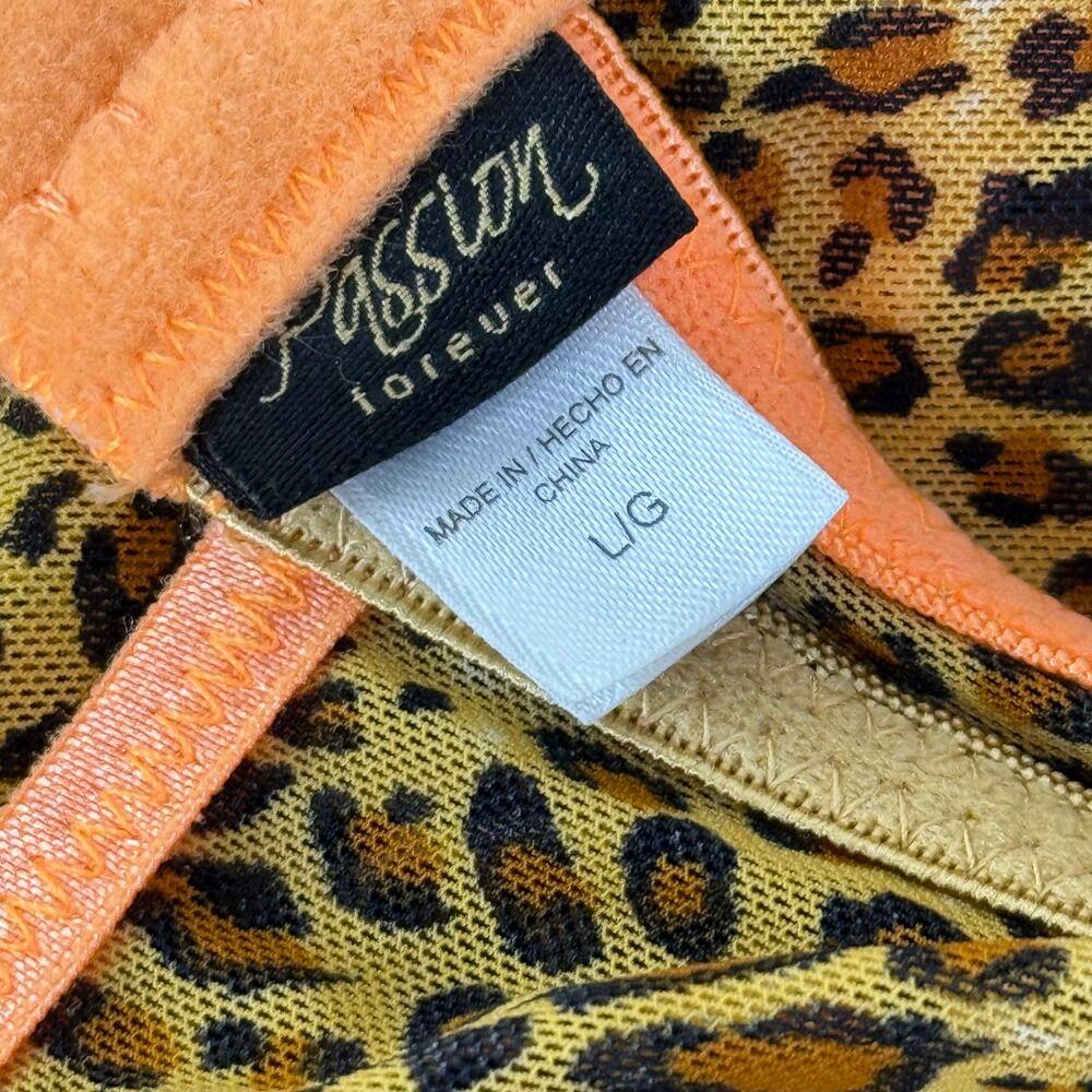 Y2k Mesh Leopard Split Front Babydoll Lingerie Top Gyaru Sexy Trashy McBling L - Picture 5 of 10